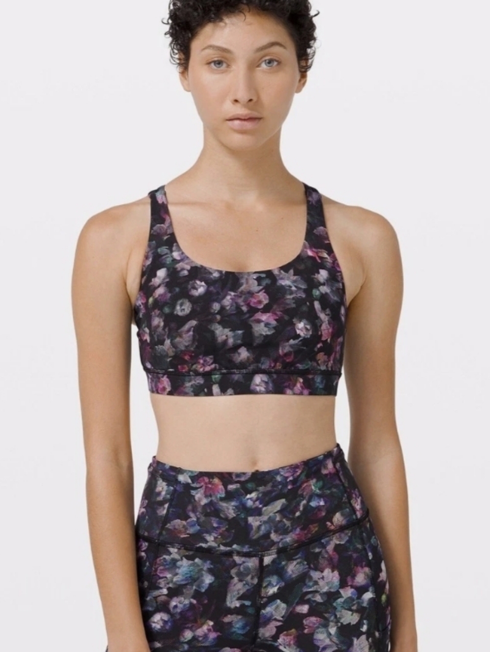 lululemon athletica Black Floral Print Sports Bra size 10